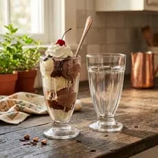 Conjunto 4 Taças De Vidro 310ml Resistente Estilo Milkshake Retro Drink Sorvetes Multiuso
