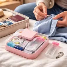 Kit Costura Portátil Agulhas 10 Linhas Remendos Costurar Dedal 22pçs Viagem Estojo