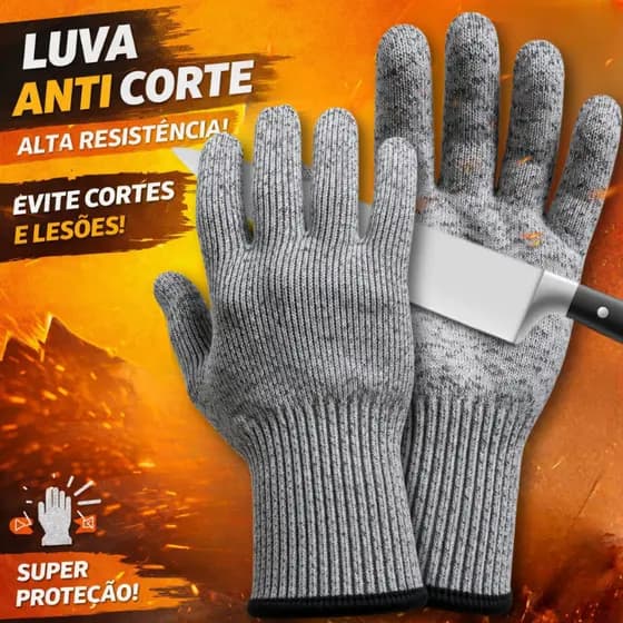 Par De Luvas Anti Corte Profissional EPI Fibra 24cm Proteção Açougueiro Construção Vidros