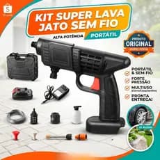 Pistola Lava Jato Elétrica Recarregável 8 Peças Portátil Bivolt Pulverizador Lavar Carro Piso Janela