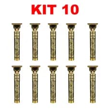 Kit5 kit10 Trimmer Máquina de Acabamento Dourado sem fio profissional para cabelo e barba masculina