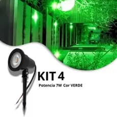 Kit 4 Espetos de Jardim Com Lâmpada 7W Cor Verde Bivolt