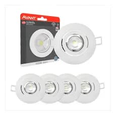 Kit 5 Spots LED Avant 5W Branco Frio 6500K Para tetos Alta Iluminação