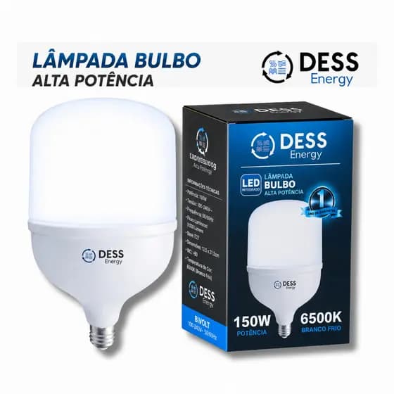 Lâmpada Super Bulbo Led 150W Alta Potência 6500K Branco Frio Com Bocal E27 + Adaptador E40