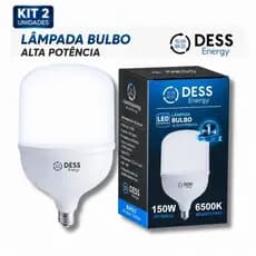 Kit 2 Lâmpadas Super Bulbo 150W Alta Potência Branco Frio 6500K Bocal E27 Com Adaptador E40