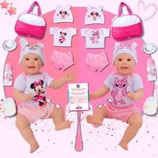 Gemeas Bebê Reborn Boneca Realista Mayze Meninas Silicone pode Dar Banho Original
