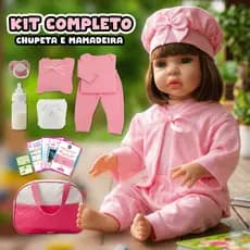 Boneca Bebê Reborn Realista 100% Siliconada Kit Bolsa Maternidade Pode Dar Banho Promoção