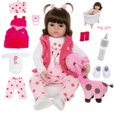 Boneca Bebê Reborn Girafinha Realista Silicone Menina Pode dar Banho