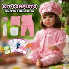 Boneca Bebê Reborn Silicone Bebe Morena Rosa Kit Promoção Realista 100% Vinil Siliconado
