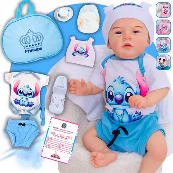 Bebê Reborn Menino Boneco Realista Mary Mickey Original de Silicone Com Bolsa Maternidade