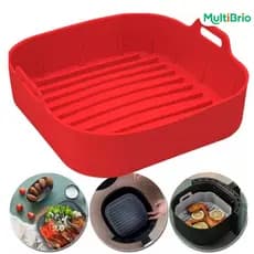 Forma Silicone Premium Quadrada 20cm Air Fryer 4~6L Lavável Máquina Profissional
