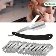 Navalhete Profissional + 10 ou 30 Lâminas: O Kit Essencial para o Barbeiro
