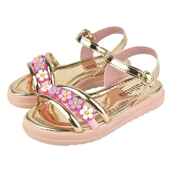 SANDALIA INFANTIL FEMININA FLATFORM TRATORADA LEVE COM FLOR