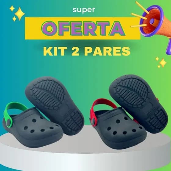 Kit 2 Pares Babuche Infantil Meninos Liso Moderno Confortável e Antiderrapante