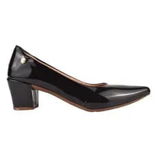 Sapato Feminino Scarpin Salto Bloco Social Verniz Cores