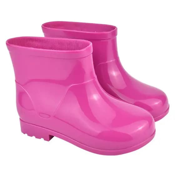 Bota Galocha Infantil Impermeável  Cano Baixo - Cores Azul, Preto, Rosa, Pink e Transparente