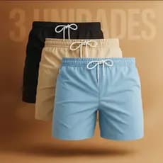 Kit 3 Short de Linho Masculino Mauricinho Premium Bermuda Casual Slim
