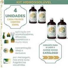 Kit 4 Essências Hidrossolúveis | + 200 Opções de Fragrâncias | 100ml por frasco | Escolhas via Chat