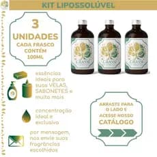 Kit 3 Essências Lipossolúveis | + Opções de Fragrâncias | 100ml por frasco | Escolhas via Chat