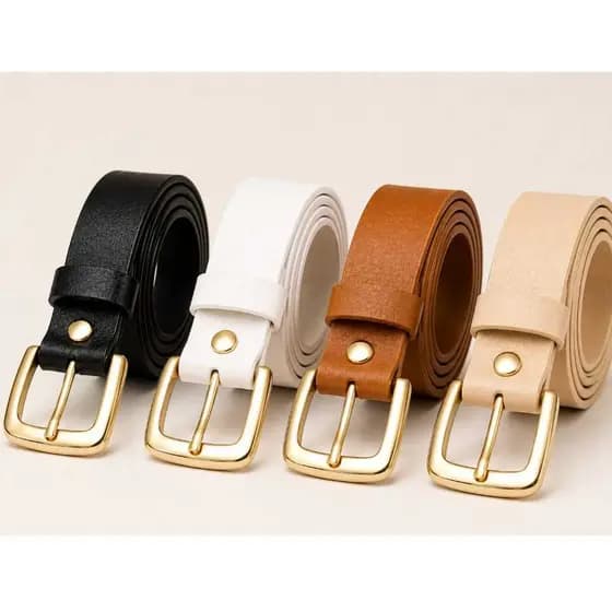 Kit 4 Cintos Femininos Delicado Da Moda Todas Ocasiões Look Perfeito Elegante Casual Fivela Dourada - Duda