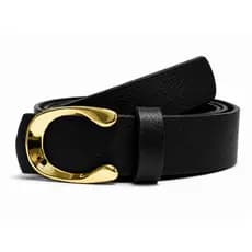 Cinto Feminino 2,5cm Couro Sintético Fivela Dourada Elegante Moda Blogueira Casual Social - Leticia