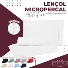 Kit Jogo de Lençol Casal Padrão 400 fios Micropercal 03 Peças Ponto Palito