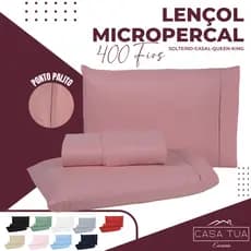 Jogo de Lençol Solteiro Casal Queen 2 e 3 Peças Micropercal 400 fios Liso com ponto palito - toque macio