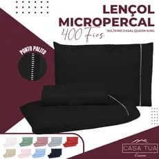 Jogo de Lençol Cama Queen 3 Peças Micropercal 400 fios Liso - toque macio PONTO PALITO NOVIDADE