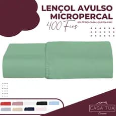 Lençol Avulso com Elástico em toda a volta Solteiro Casal Queen King Micropercal 400 Fios Cores Lisas - Oportunidade