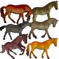 KIT COM 6 CAVALOS 16CM CADA BRINQUEDO DE BORRACHA
