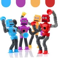 Kit 4 Robô que Estica Cartoon Tubo Telescópico Fofo Descompressão Design Criativo Brinquedo Infantil poptube