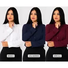 Camisa Feminino Social 100% algodão Manga Longa Elegante