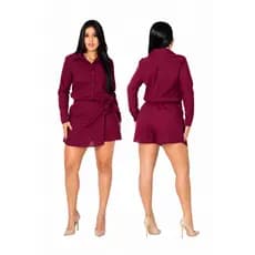 🌟 Conjunto Feminino Linho Premium Camisa Social Manga Longa + Short Saia Envelope 🌟