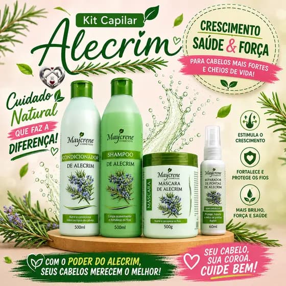 🌿 4x1 COM O PODER DO ALECRIM NOS SEUS CABELOS ✨ ADEUS QUEDA, OLÁ CABELOS INCRÍVEIS COM O KIT 4x1