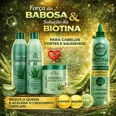 Kit 4x1 Babosa Aloe Vera + Tônico Biotina Crescimento Capilar Hidratação Anti Queda Cabelo Danificado