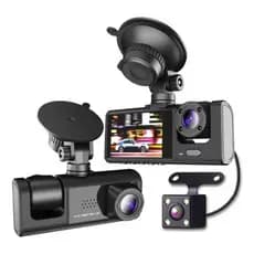 Câmera de Segurança Veicular 3 Lentes 1080P | DVR com Gravação Frontal, Traseira e Interna