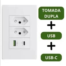 Tomada Dupla Usb + Usb-c Sem Wi-fi Carregamento Rápido Tomada De Embutir