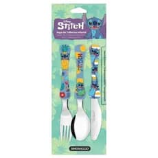 Jogo De Talheres Inox 3 Pcs Infantil Stitch - Disney