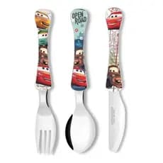 Jogo de Talheres Infantil Carros Disney 3 Peças Inox | Seguro, Resistente e Ideal para Crianças