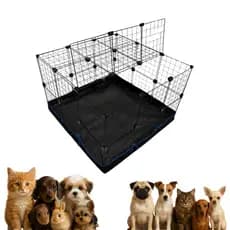 Cercado Portátil Pet 30x30 com Estrutura Resistente, Forro Lavável e Tampa Branco/Preto