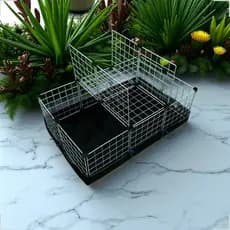 Cercado Pet 30x30 com Forro Lavável, 2 Tampas e Tapete Incluso para Gato, Cachorro e Roedores