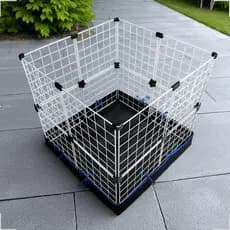 Cercadinho Portátil 30x30 com Estrutura Metálica Branco/Preto e Forro Incluso para Pet Sem Tampa