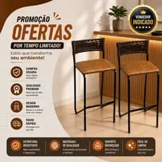 Kit 2 Banquetas Alta e Baixa Para Cozinha e Area De Churrasco Mesa de Jantar 4 Cadeiras