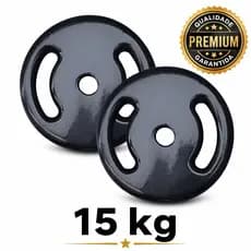 Par de Anilhas 15kg (2X15 kg) Emborrachadas Peso Total de 30kg Academia Treinos em casa