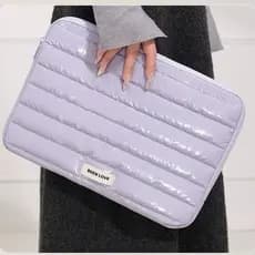 Bolsa Para Notebook Premium Metalizada Capa Protetora Puffer Acolchoada Macia À Prova De Choque Carteira Porta Documento