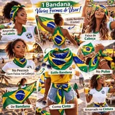 Bandana Brasil Copa 🇧🇷 Lenço Bandeira do Brasil Verde Amarelo | Faixa Cabeça | Torcida Seleção Masculina Feminina