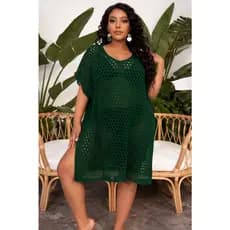 Moda Praia Plus Size Blusa Feminina Saida Vestido Verão