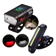 Kit Farol e Lanterna para Bicicleta LED Ultra Brilhante 350 Lumens, Recarregável Lanterna 2 Cores
