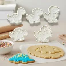 Cortadores com Marcação para Biscoitos Dinossauros Fofinhos Kit 5 Cortadores + 5 Marcadores Internos