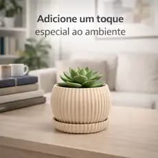 kit 3 Vaso Para Suculenta Prato Coletor Para Plantas Naturais Moderno Decorativo Pequeno Minimalista